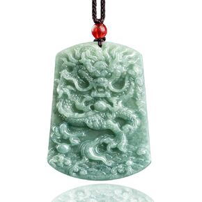 Xgimas Hand-Carved Dragon Natural Jade Necklaces for Men Women, Healing Stone Amulet Jewelry Choker Necklaces for Gifts