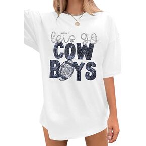 Womens Football Sequin Embroidery Shirts Oversized Vintage Game Day Tshirt Casual Football Season Short Sleeve Tops