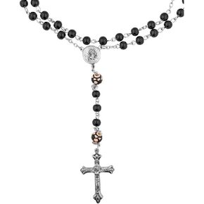 VILLAGE GIFT IMPORTERS White and Black Sport Rosary | Worship Faith and Your Favorite Sport | Boys and Girls Sport Beads (Black Soccer)