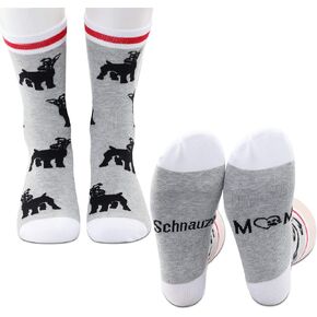 PXTIDY 2 Pairs Schnauzer Socks Schnauzer Mom Crew Socks Schnauzer Dog Mom Gift Miniature Schnauzer Gifts for Women