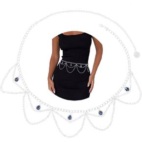 Multilayer Chain Belt Metal Waist Chain Sexy Waist Body Jewelry Luxury Rhinestone Waist Chain for Women and Girls