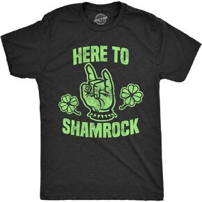 Mens Here to Shamrock T Shirt Funny Metal Saint Patricks Day Graphic Novelty Tee