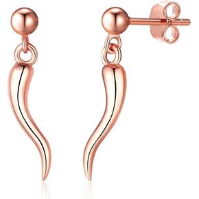 ChicSilver 925 Sterling Silver Lucky Italian Horn Stud Earrings Protection Amulet Jewelry for Women Girls, Silver/Gold/Rose Gold(with Gift Box)