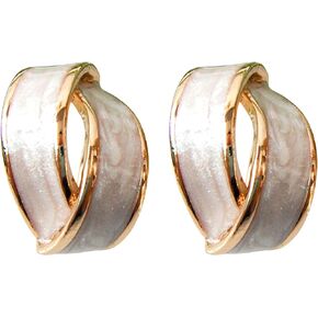 Navachi 18k Gold Plated Pink Winding Ribbon Acetate Omega Back Az2193 Earrings