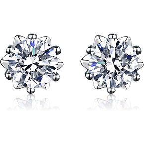 Moissanite Earrings, Moissanite Stud Earrings for Women 4 Ct D Color VVS Snow Shape Earrings Sterling Silver Earrings Hypoallergenic, Suits for Women Engagement Wedding Party