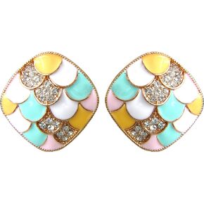 Navachi 18k Gold Plated Pink Winding Ribbon Acetate Omega Back Az2193 Earrings
