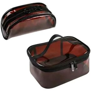 Clear Cosmetic Bag Women Make Up Case Travel Pouch Zipper Makeup Bag Toiletry Bag Waterproof PVC Organizer (Clear,Small)