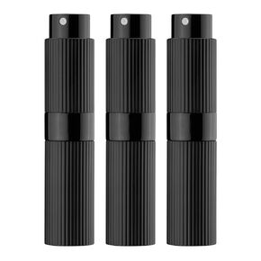 رذاذ عطر 8 مل (3 قطع) زجاجة رذاذ كولونيا فارغة، بخاخ صغير للسفر (أسود، فضي، وردي)