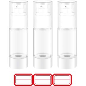 1oz/30ml Airless Pump Bottles, Refillable Empty Travel Lotion Container, Plastic Cosmetic Dispenser with Bottle Labels for Cosmetics, Lotion, Essential oil, Shampoo (6 Pack) in Kuwait