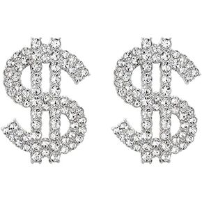Glitter Rhinestone Dollar Money Currency Stud Earrings,Charm Crystal Dollar Sign Cash Stud Earrings Ins Rich Symbol Funny Earring for Women Girl's Fashion Jewelry
