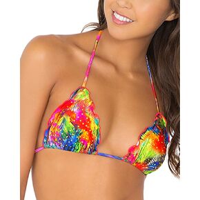 Luli Fama Women's Standard Mundo De Colores Crystallized Wavey Triangle Bikini Top