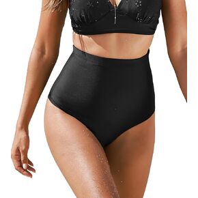 CUPSHE Women's Bikini Bottom Sculpting Swimsuit Shorts Tummy Control High Waisted Cheeky Slimming