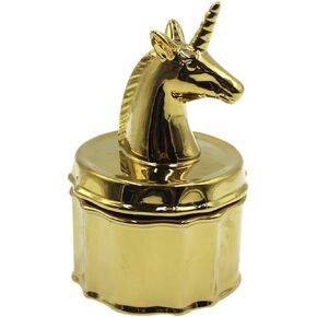 mossty Gold Unicorn Jewelry Box Bathroom Ring Holder Porcelain Trinket Organizer Earrings Storage Case with Lid Gift for Birthday Christmas Wedding