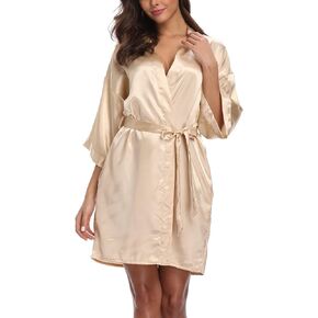 Women Short Silk Robe Satin Kimono Robe for Bride Bridesmaids Bridal Wedding Party Robes Sleepwear