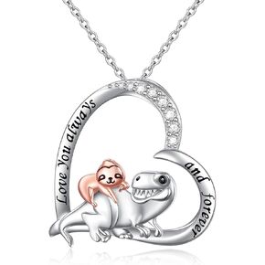 Yearace Sterling Silver Mother and Child Animals Necklace Love Heart Pendant Necklace Cute Animal Jewelry Mother's Day Gifts for Mother Wife