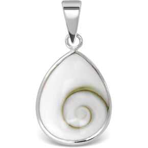 WithLoveSilver 925 Sterling Silver Eye of Shiva Shell Spiral Pendant