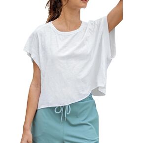 CUPSHE Women Tops Round Neck Dolman Short Sleeve Basic Tee Shirt Solid Casual Dressy Summer