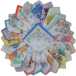 Forlisea Womens Colorful Ladies Hankies 100% Cotton Handkerchief Wendding Hanky