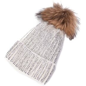 Lawliet Lady Rhinestone Bling Pom Pom Knit Snow Beanie Ski Hat Skull Cap A391