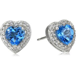 مجموعة أمازون جوهرة الميلاد من الفضة الإسترليني وأقراط على شكل قلب من الياقوت الأبيض in Kuwait