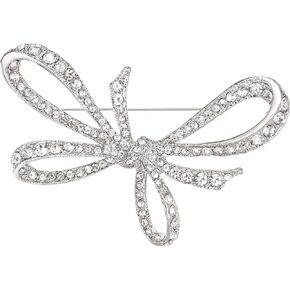 EVER FAITH Vintage Jewelry Crystal Bowknot Brooch for Woman, Big Knot Brooches Pin Accessories for Banquet Cocktail