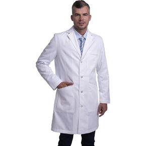 Lab Coat for Men Tailored Fit Four Button Closing Multiple Pocket Full Length