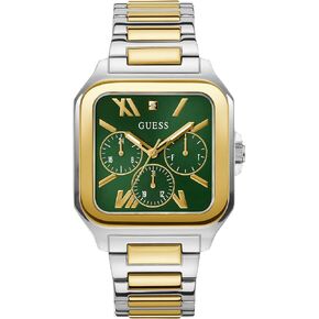 GUESS Men's 42mm Watch - Two-Tone Bracelet Green Dial Two-Tone Case