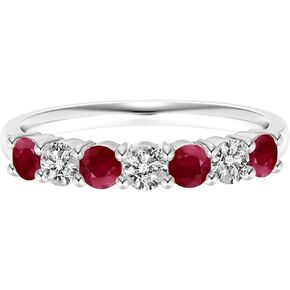 Half Eternity Seven Stone 0.70 Ctw Ruby Gemstone 925 Sterling Silver Stackable Ring