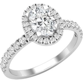 ALLORYA IGI Certified 925 Sterling Silver Solitaire Engagement Ring for Women with 1.14 ctw, Oval (0.80 ct Center) & Round (0.34 ct) Lab-Grown White Diamond or Cubic Zirconia