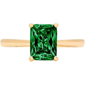 Clara Pucci 2.0 ct Emerald Cut Solitaire Simulated Emerald Engagement Wedding Bridal Promise Anniversary Ring 18K Yellow Gold