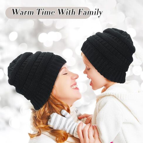 Liitrsh 9 Pcs Women Winter Knit Beanie Hats Ski Cap Slouchy Beanie Hat Cable Knit Beanie for Running Hiking (Black) in Kuwait