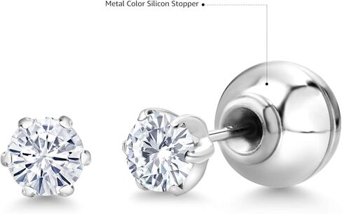 Platinum White Moissanite from Charles & Colvard Stud Earrings For Women (0.32 Cttw, Gemstone Birthstone, Round 3.5MM) in Saudi Arabia