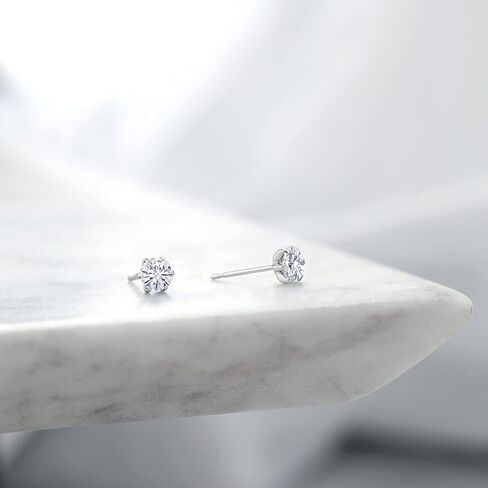 Gem Stone King Platinum White Moissanite Stud Earrings For Women (0.32 Cttw, Gemstone Birthstone, Round 3.5MM) in Saudi Arabia