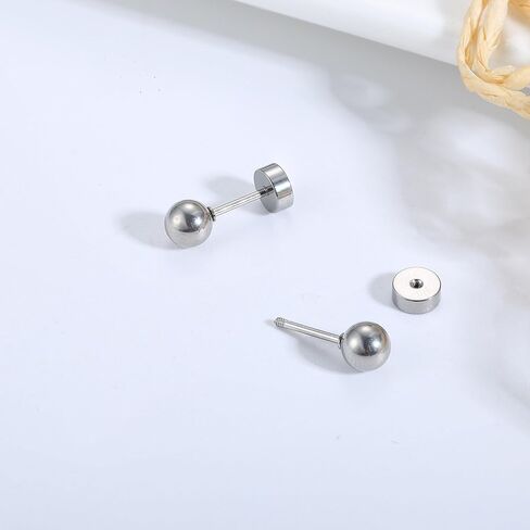 CASSIECA 4 أزواج من الأقراط الجراحية المصنوعة من الفولاذ المقاوم للصدأ وأقراط من الفولاذ المقاوم للصدأ للنساء والرجال قوس قزح AB مكعب زركونيا الكرة الغضروف ترصيع أقراط مضادة للحساسية للآذان الحساسة in Kuwait