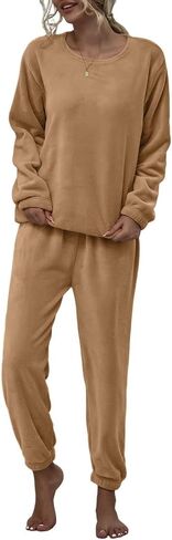 المرأة بيجامة صوف مجموعات لينة الدافئة الفانيلا ملابس خاصة طويلة الأكمام 2 قطعة غامض الشتاء PJ مجموعة السيدات المتسكعون in Kuwait