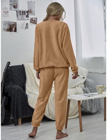 المرأة بيجامة صوف مجموعات لينة الدافئة الفانيلا ملابس خاصة طويلة الأكمام 2 قطعة غامض الشتاء PJ مجموعة السيدات المتسكعون in Kuwait