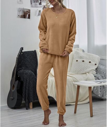 المرأة بيجامة صوف مجموعات لينة الدافئة الفانيلا ملابس خاصة طويلة الأكمام 2 قطعة غامض الشتاء PJ مجموعة السيدات المتسكعون in Kuwait