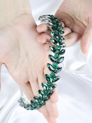 Green Rhinestone Headband Wedding Hair Accessories for Brides Tiaras for Women and Girls Goddess Costume Hair Decoration Party Prom Bridesmaid Gifts(Black) in Saudi Arabia