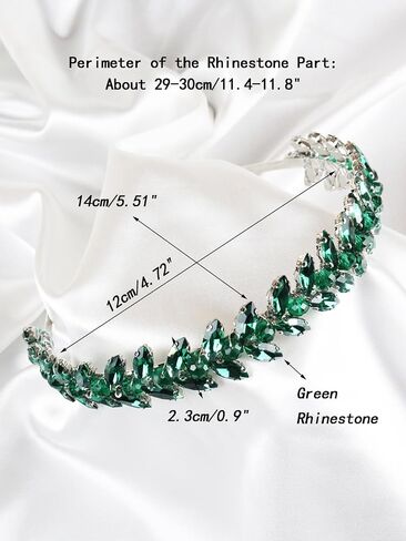 Green Rhinestone Headband Wedding Hair Accessories for Brides Tiaras for Women and Girls Goddess Costume Hair Decoration Party Prom Bridesmaid Gifts(Black) in Saudi Arabia