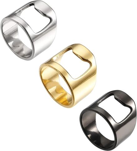 SINLEO Stainless Steel Beer Bar Tool Finger Bottle Opener Ring Creative Jewelry in Saudi Arabia