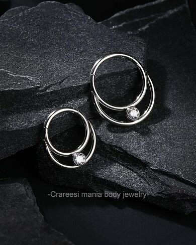 سم Crareesi هوس حلقة الحاجز المزدوج 16G الحاجز خواتم 316L الجراحية الصلب الحاجز مجوهرات للنساء Daith أقراط اللولب الغضروف ثقب المجوهرات in Kuwait