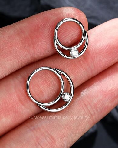 سم Crareesi هوس حلقة الحاجز المزدوج 16G الحاجز خواتم 316L الجراحية الصلب الحاجز مجوهرات للنساء Daith أقراط اللولب الغضروف ثقب المجوهرات in Kuwait