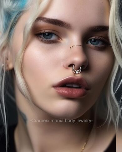 سم Crareesi هوس حلقة الحاجز المزدوج 16G الحاجز خواتم 316L الجراحية الصلب الحاجز مجوهرات للنساء Daith أقراط اللولب الغضروف ثقب المجوهرات in Kuwait