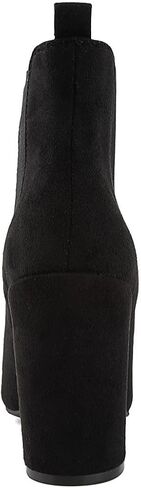 حذاء تشيلسي الشتوي للسيدات من Sugar - كعب عالٍ مكتنز، مقدمة مدببة، حذاء طويل للكاحل - Myrah-Black Micro-7 in Kuwait