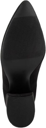 حذاء تشيلسي الشتوي للسيدات من Sugar - كعب عالٍ مكتنز، مقدمة مدببة، حذاء طويل للكاحل - Myrah-Black Micro-7 in Kuwait