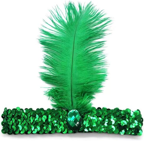 طوق شعر ناعم من الريش الأخضر، شريط شعر يوم القديس باتريك، عصابات رأس البرسيم الأخضر اللامع (ريش) in Kuwait