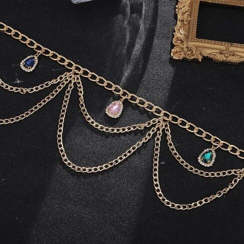 Multilayer Chain Belt Metal Waist Chain Sexy Waist Body Jewelry Luxury Rhinestone Waist Chain for Women and Girls in Kuwait