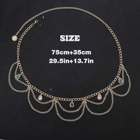 Multilayer Chain Belt Metal Waist Chain Sexy Waist Body Jewelry Luxury Rhinestone Waist Chain for Women and Girls in Kuwait
