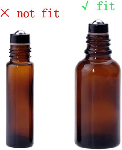 12 قطعة من تركيبات الأسطوانة للزيوت العطرية من الفولاذ المقاوم للصدأ كرات دوارة سوداء بغطاء أسود لزجاجات 5/10/15/20/30 مل من ConStore in Kuwait