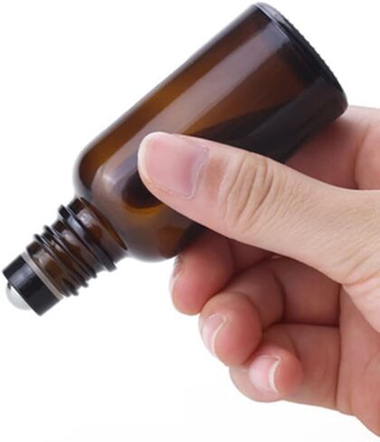 12 قطعة من تركيبات الأسطوانة للزيوت العطرية من الفولاذ المقاوم للصدأ كرات دوارة سوداء بغطاء أسود لزجاجات 5/10/15/20/30 مل من ConStore in Kuwait